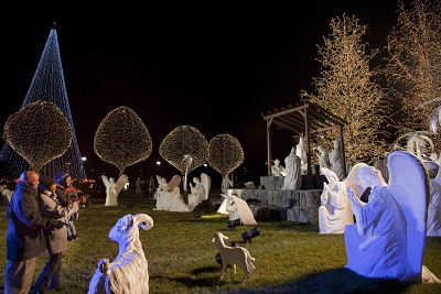 Our outdoor nativity display features special lighting effects and an audio rendition of the beloved biblical story!